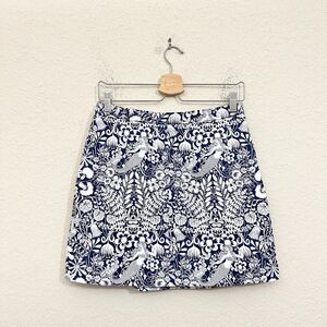 J. CREW Natasha Mini Skirt Blue White Floral Stretch Cotton Twill NWOT